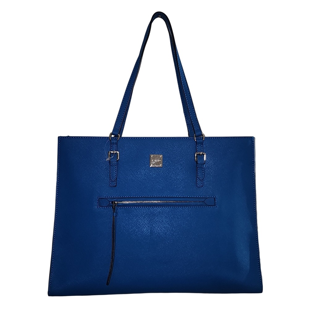 Sisley Blue Saffiano Tote Bag and Crossbody Pouch Set 2 Piece Set Cobalt